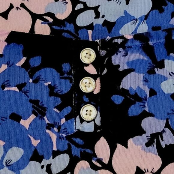 Talbots Blue Floral Bateau Neck Back Button 3/4 Sleeve Sweater Size 3X Petite - Picture 7 of 7